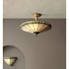 New York  2Lt Semi-Flush - Brass Metal & Stained Glass