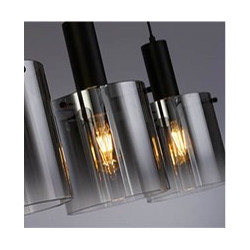 Sweden 4Lt Bar Pendant - Black Metal & Smoked Ombre Glass