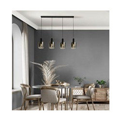Sweden 4Lt Bar Pendant - Black Metal & Smoked Ombre Glass