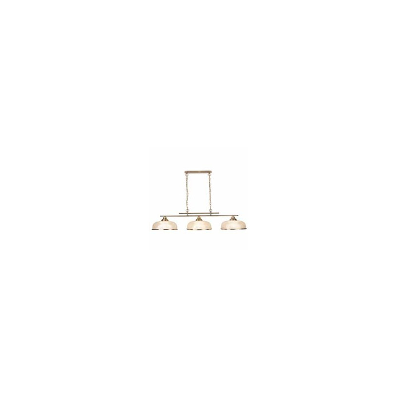 Bistro II 3Lt Pendant-Antique Brass & Holophane Style Glass