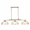 Bistro II 3Lt Pendant-Antique Brass & Holophane Style Glass