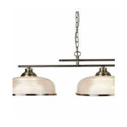 Bistro II 3Lt Pendant-Antique Brass & Holophane Style Glass