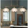 Bistro II 3Lt Pendant-Antique Brass & Holophane Style Glass