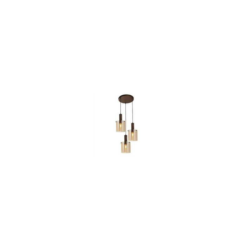 Sweden 3Lt Multi-Drop Pendant - Mocha Metal & Amber Glass