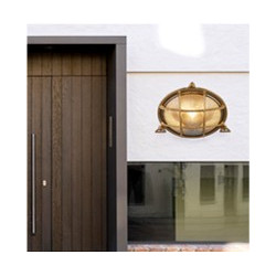 Bulkhead Outdoor Wall/Ceiling Light - Solid Brass & Glass
