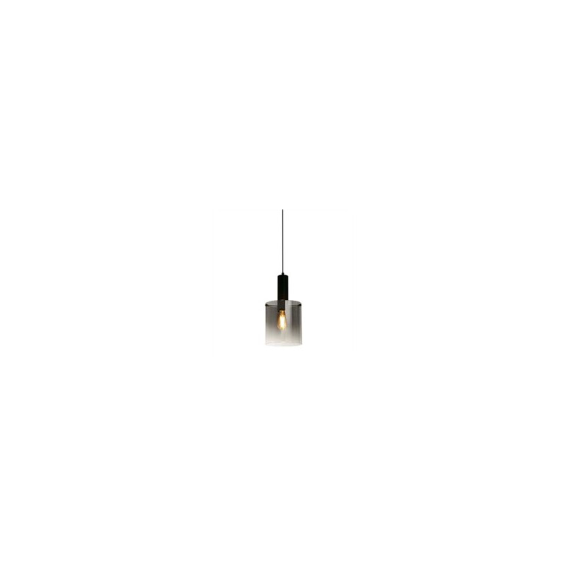 Sweden Pendant - Matt Black Metal & Smoked Ombre Glass