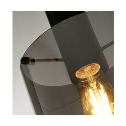 Sweden Pendant - Matt Black Metal & Smoked Ombre Glass