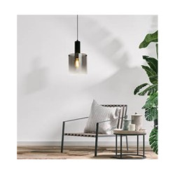 Sweden Pendant - Matt Black Metal & Smoked Ombre Glass