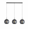 Amsterdam 3Lt Bar Pendant - Black Metal & Smoked Glass