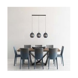 Amsterdam 3Lt Bar Pendant - Black Metal & Smoked Glass