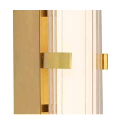 Clamp Wall Light - Gold Metal, Ribbed Clear & Opal Diffuser