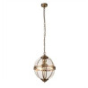 Coronet 3Lt Pendant - Antique Brass Metal & Glass