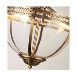 Coronet 3Lt Pendant - Antique Brass Metal & Glass