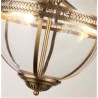 Coronet 3Lt Pendant - Antique Brass Metal & Glass