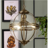 Coronet 3Lt Pendant - Antique Brass Metal & Glass