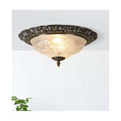 Derby Flush  - Antique Brass Metal & Glass
