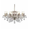 Paris  8Lt Chandelier - Antique Brass Metal & Clear Crystal