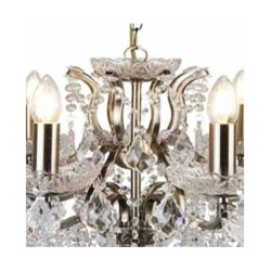 Paris  8Lt Chandelier - Antique Brass Metal & Clear Crystal