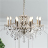 Paris  8Lt Chandelier - Antique Brass Metal & Clear Crystal