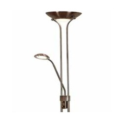 Mother & Child Floor Lamp - Antique Brass Metal & Glass