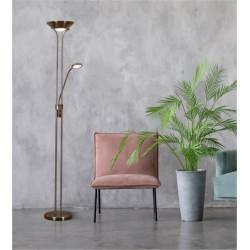 Mother & Child Floor Lamp - Antique Brass Metal & Glass
