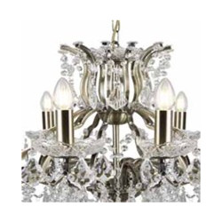 Paris 12Lt Chandelier - Antique Brass Metal & Clear Crystal
