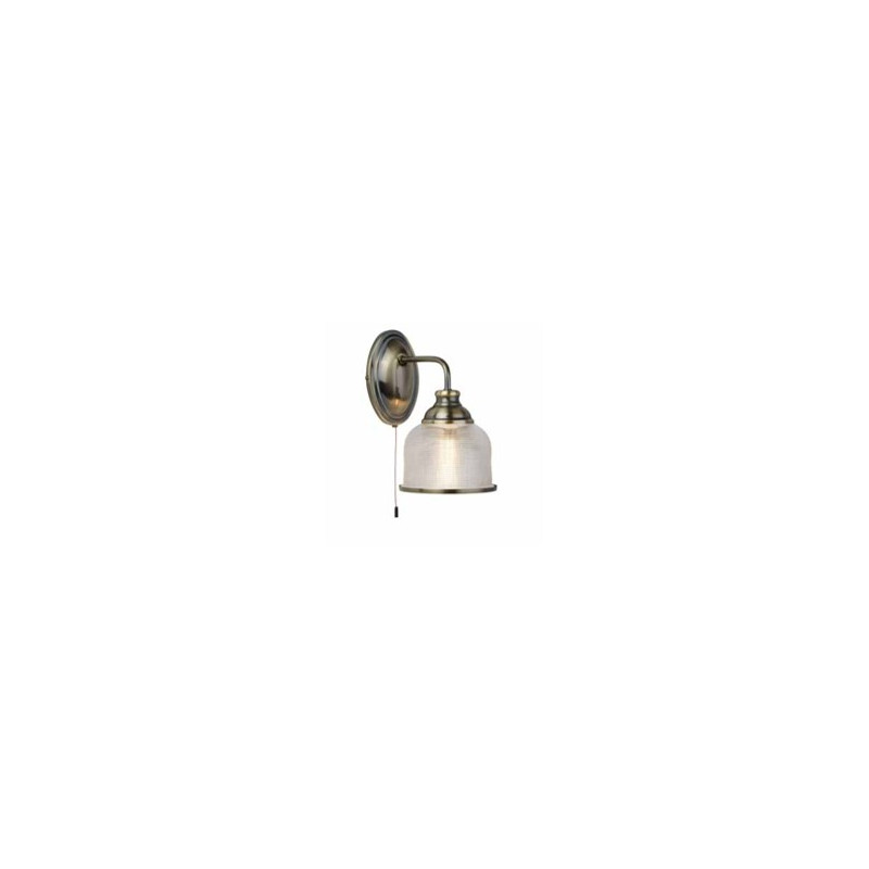 Bistro II Wall Light- Antique Brass & Holophane Style Glass