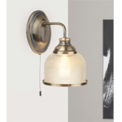 Bistro II Wall Light- Antique Brass & Holophane Style Glass
