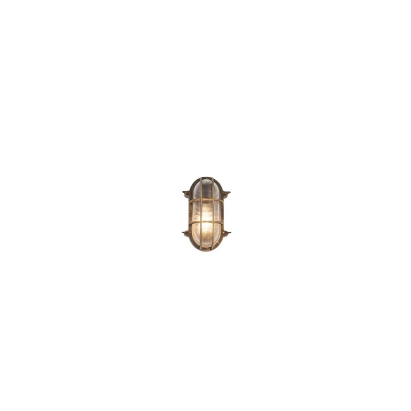 Bulkhead Oval Outdoor Light - Black Gold Metal & Clear Glass