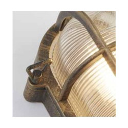 Bulkhead Oval Outdoor Light - Black Gold Metal & Clear Glass