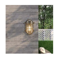 Bulkhead Oval Outdoor Light - Black Gold Metal & Clear Glass