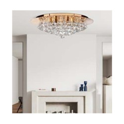 Hanna 6Lt Flush  - Gold Metal & Clear Crystal