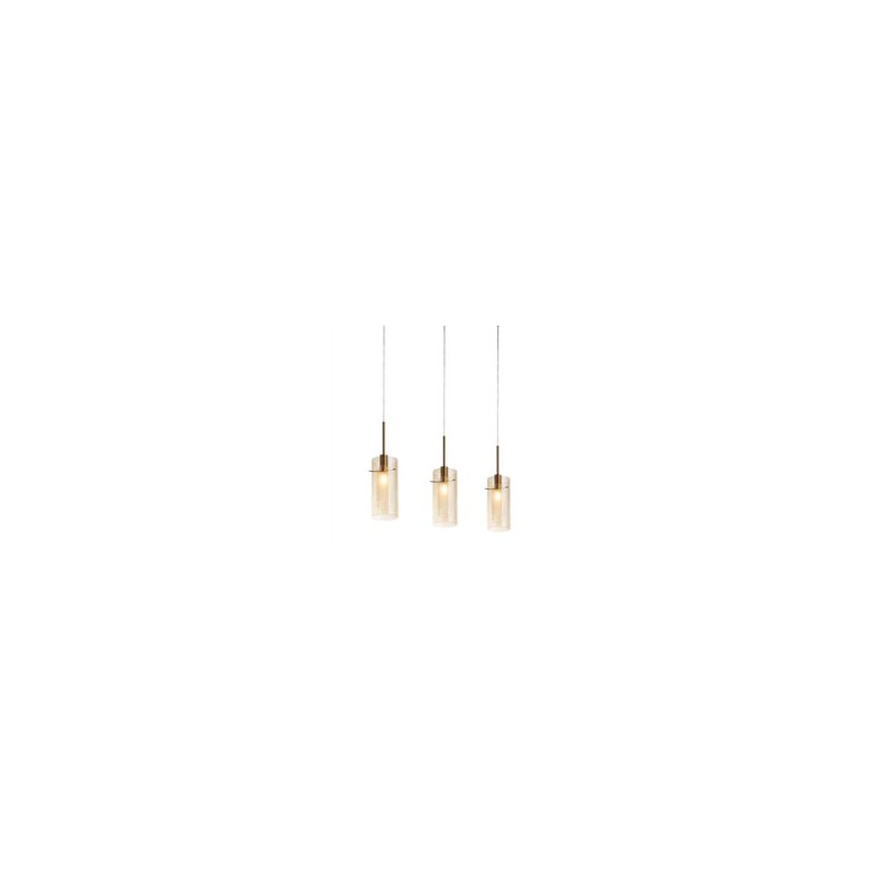 Duo III 3Lt Bar Pendant - Bronze Metal & Champagne Glass