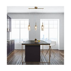 Duo III 3Lt Bar Pendant - Bronze Metal & Champagne Glass