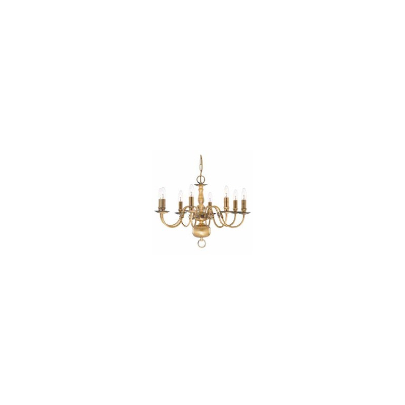 Flemish 8Lt Pendant - Solid Brass Metal