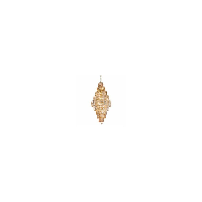 Empire 13Lt Chandelier - Satin Brass Metal & Champagne Glass