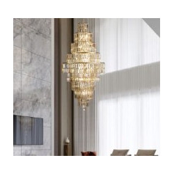 Empire 13Lt Chandelier - Satin Brass Metal & Champagne Glass