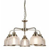 Bistro II 5Lt Pendant -Antique Brass & Holophane Style Glass