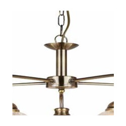 Bistro II 5Lt Pendant -Antique Brass & Holophane Style Glass