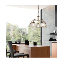 Bistro II 5Lt Pendant -Antique Brass & Holophane Style Glass