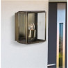 Box Outdoor Wall Light - Antique Brass Metal & Glass