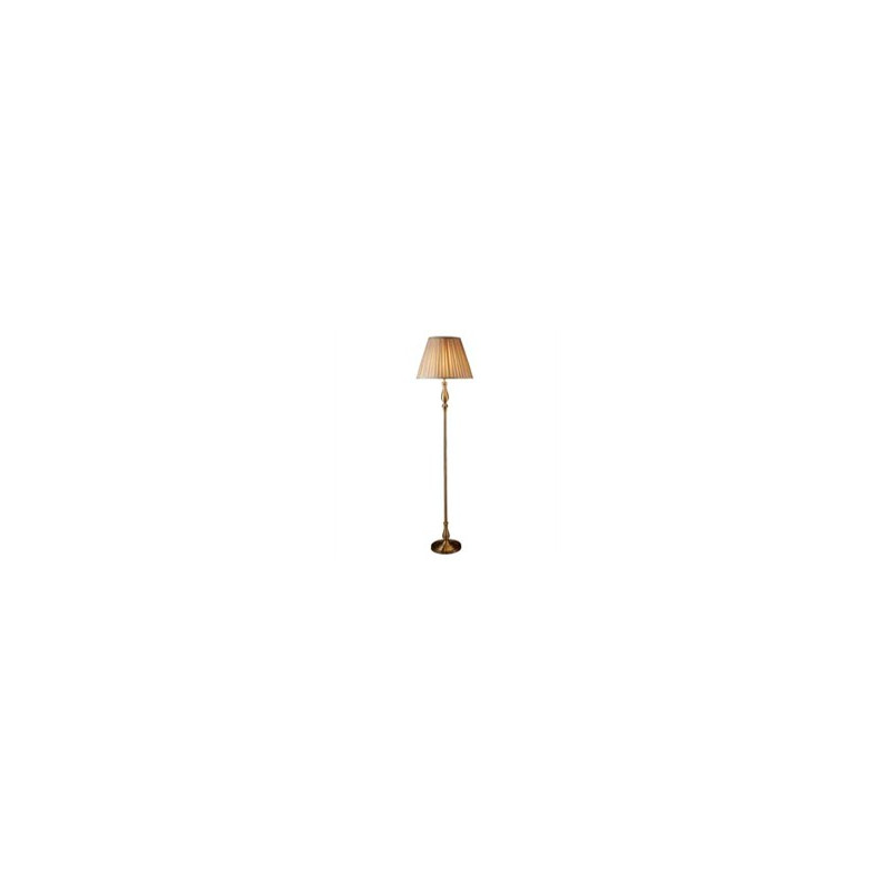 Flemish Floor Lamp- Antique Brass Metal & Mink Pleated Shade