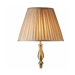 Flemish Floor Lamp- Antique Brass Metal & Mink Pleated Shade