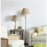 Flemish Floor Lamp- Antique Brass Metal & Mink Pleated Shade