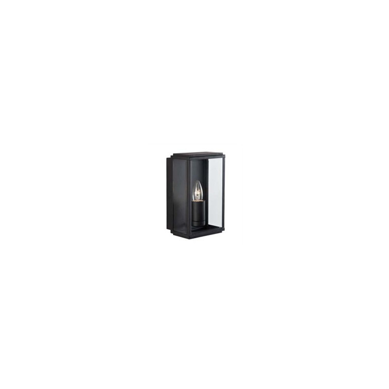 Box Outdoor Wall Light - Black Metal & Glass