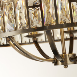 Bijou 8Lt Pendant - Antique Brass Metal & Champagne Glass