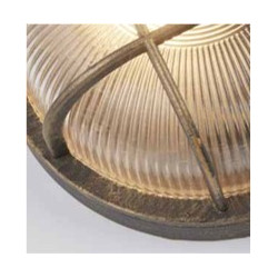 Bulkhead Round Outdoor Light -Black Gold Metal & Clear Glass