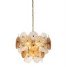 Wagon Wheel 5Lt Pendant - Bronze Metal & Clear & Amber Glass