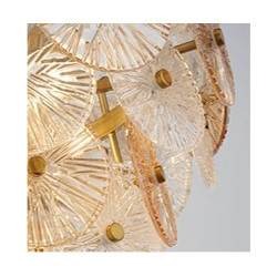 Wagon Wheel 5Lt Pendant - Bronze Metal & Clear & Amber Glass