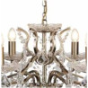 Paris  6Lt Chandelier - Antique Brass Metal & Clear Crystal